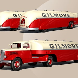 Gilmore Oil Company Tanker Truck, late 1930s, Digital Rendering, Size: 8000 x 6000 pixels (68 x 51 cm, 27 x 20 inches, A3, A2)