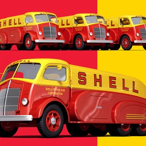 Alexis de Sakhnoffsky, COE Fuel Tank Truck, 1937, Digital Rendering, Size: 8000 x 6000 pixels (68 x 51 cm, 27 x 20 inches, A3, A2)