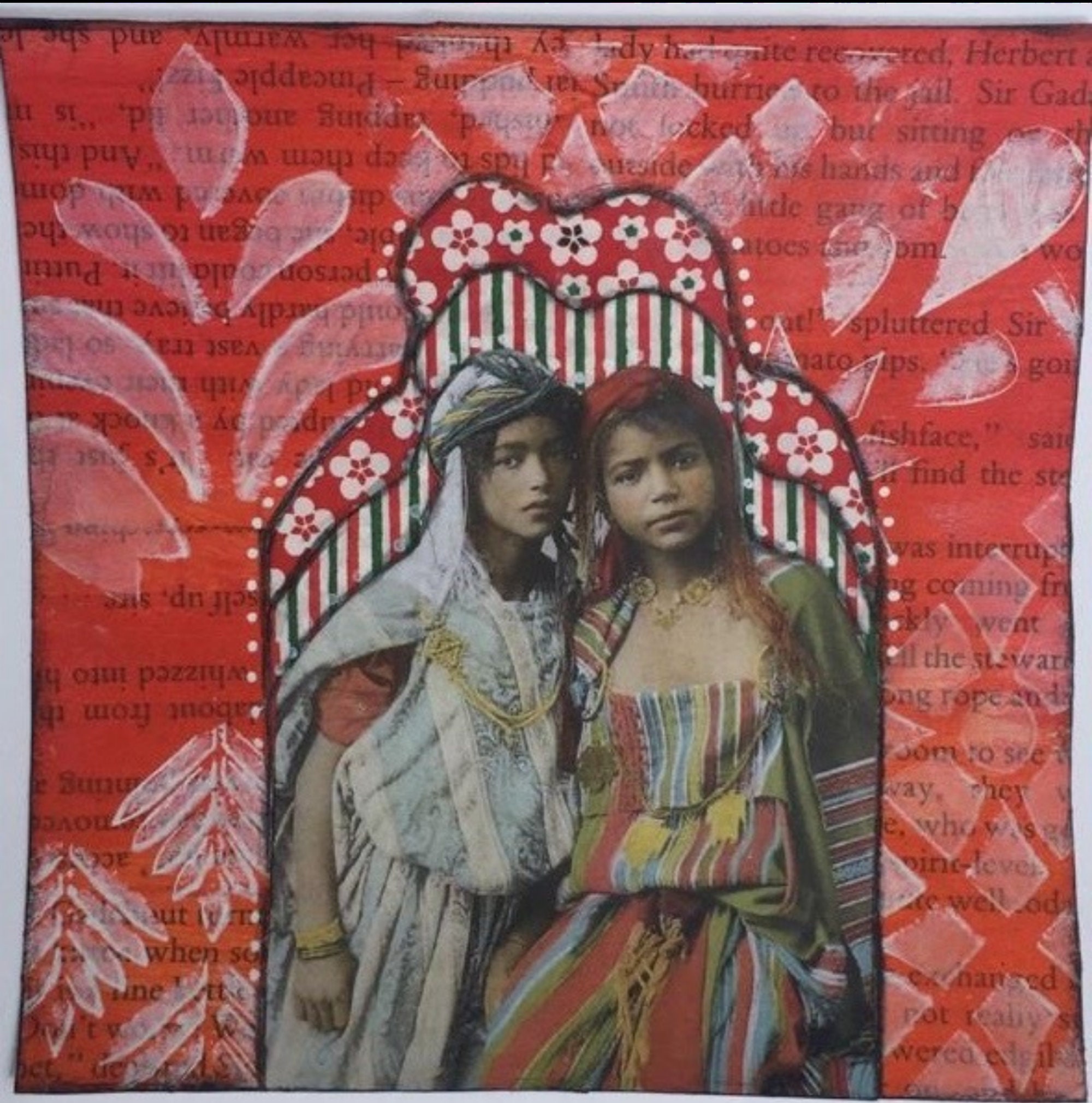 Art de Collage, Vintage, Habit Traditionnel, Affiche Murale, Rouge, Floral Traditional Outfit, Wall 