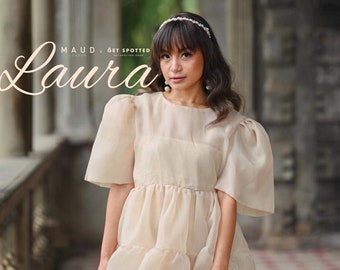 Maud x Get Spotted: Laura (Silk Organza, Babydoll Dress, Exaggerated Puffed Sleeves, Ribbon Tie Closure, Modern Filipiniana)