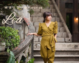 Maud x Get Spotted: Lea (Jumpsuit, Tie Waist, Butterfly Sleeves, Elastic Waist, Modern Filipiniana)