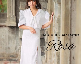 Maud x Get Spotted: Rosa (Tie Top, White Eyelet or Plaid Linen, Butterfly Sleeves, Bolero, Modern Filipiniana)