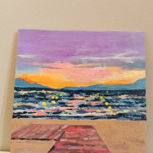 Atardecer junto al mar - Cartón - Gouache 20 x 20 cm