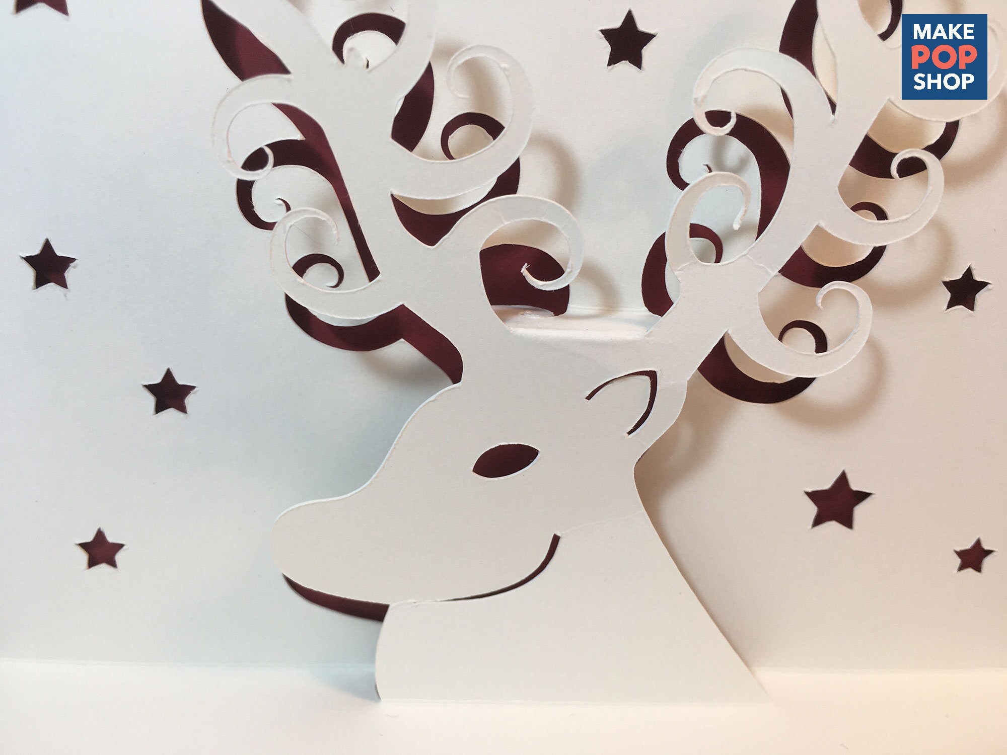 Pop-up Reindeer Christmas Card. Template Cutting File (SVG, DXF, EPS ...