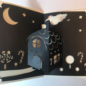 Pop-up Gingerbread House Christmas Card. Template cutting file (SVG, DXF, EPS) Laser cut. Instant Download