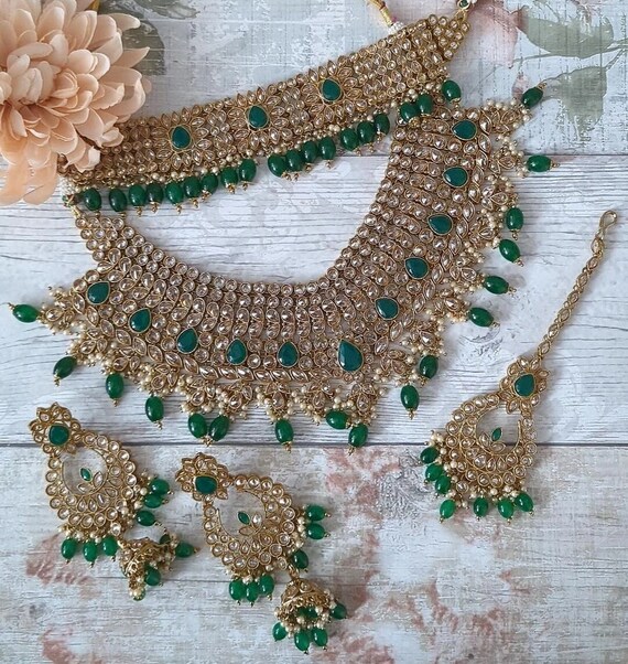 Green gold jewellery set discount