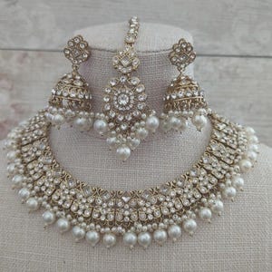 Gold Silver Neckline Indian Asian Jewellery Jewelry Set