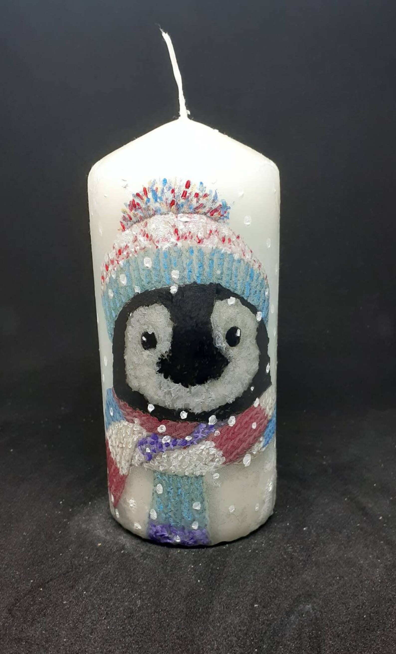 Penguin With Christmas Hat and Scarf.handmade and Hand Painted - Etsy UK