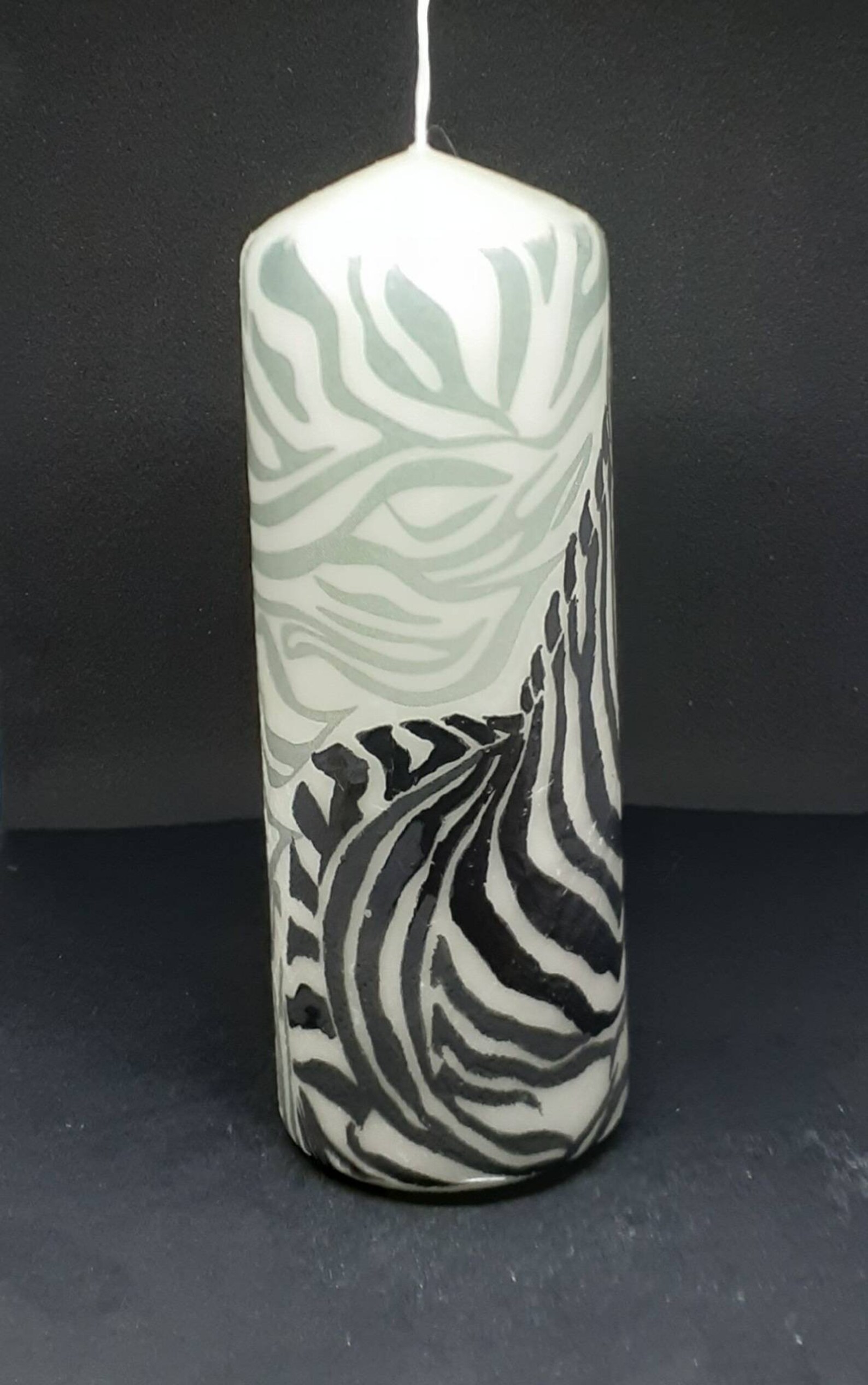 Zebra Pillar Candle With Zebra Print Background. Etsy