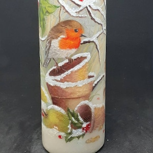 art candles Candle Winter singing birds pillar candle handmade unique Bird Lovers gift red robin blue yellow tit perfect gift
