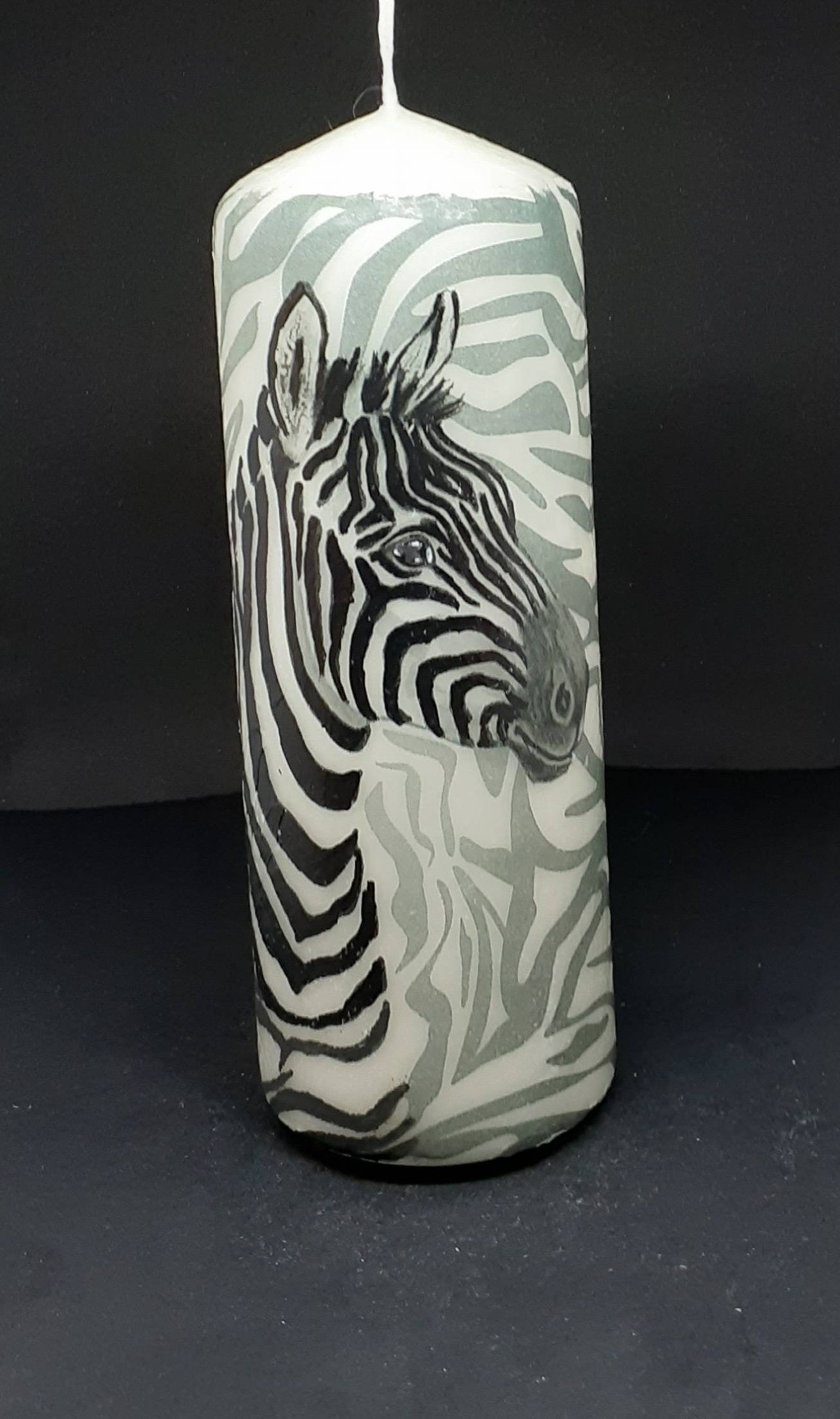 Zebra Pillar Candle With Zebra Print Background. Etsy