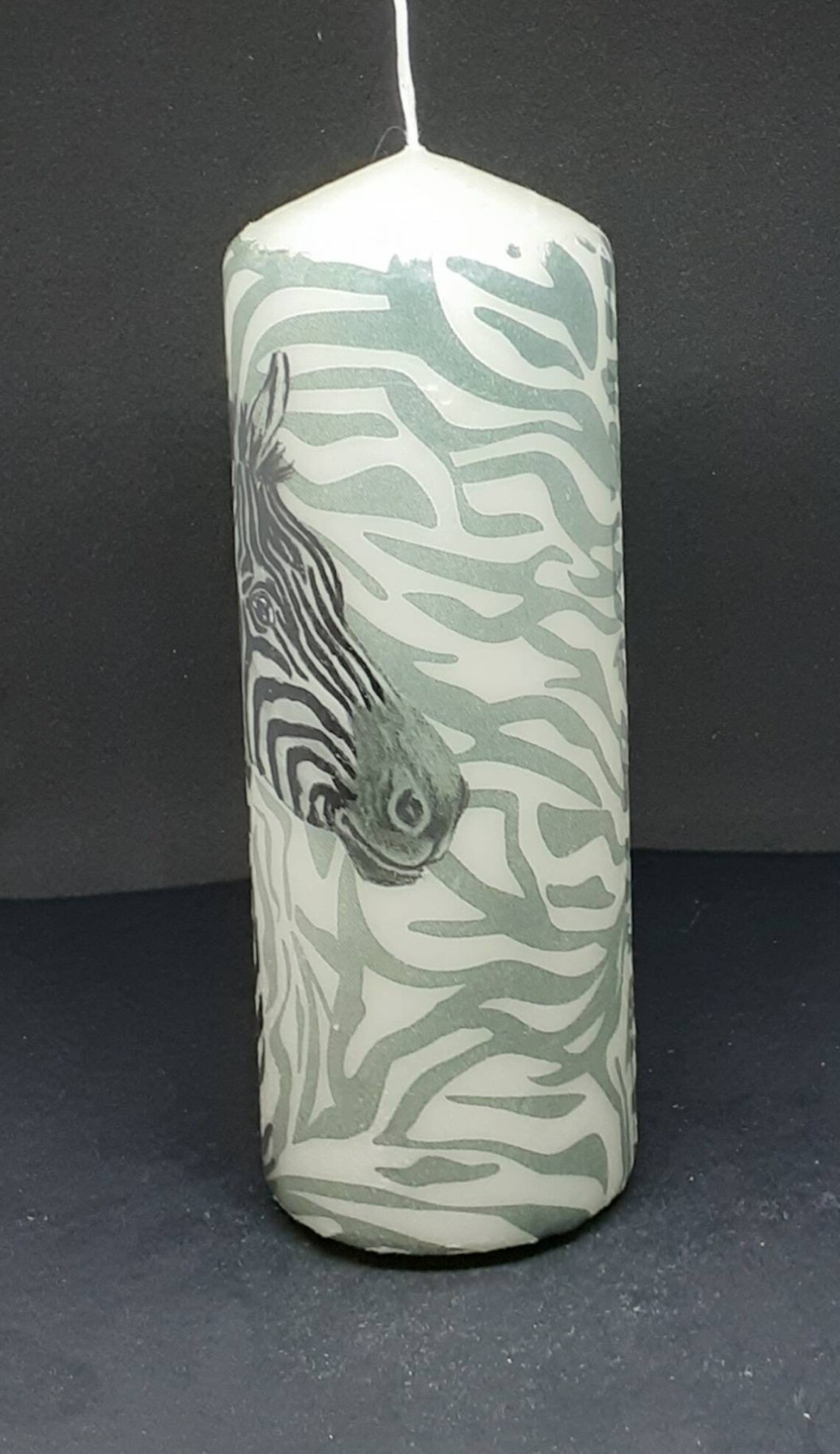 Zebra Pillar Candle With Zebra Print Background. Etsy