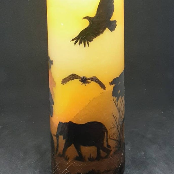 Safari candle,hand painted candle,unique and unusual gift