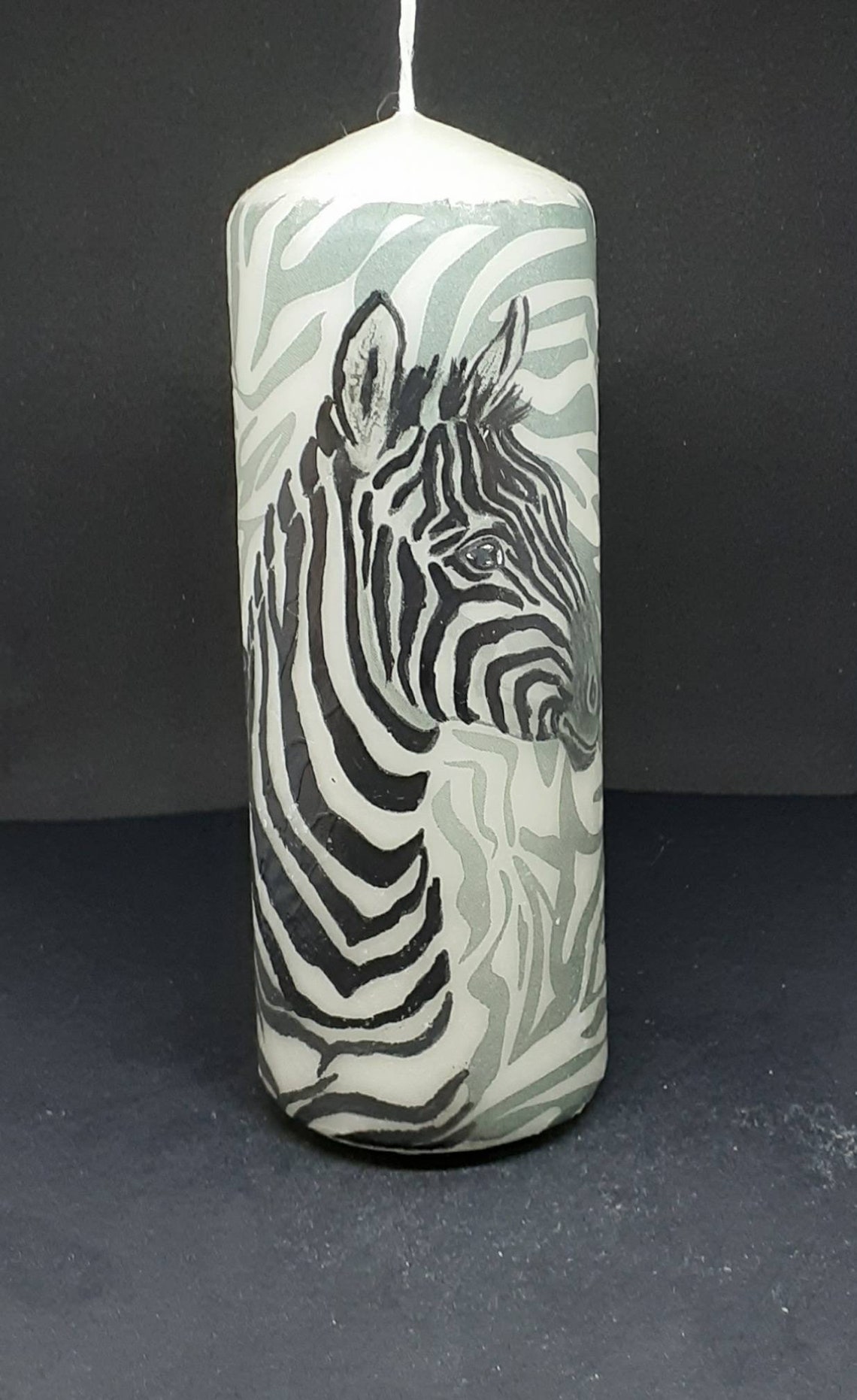Zebra Pillar Candle With Zebra Print Background. Etsy