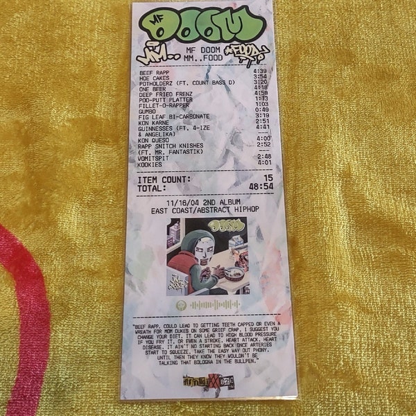 MF DOOM - 'MM.. Food' Receipt