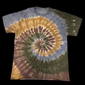 Made to order earth tones tan, brown, grey , and olive green spiral tie dye T-shirt. Neutral colors earthy hippie T-shirt s-3XL