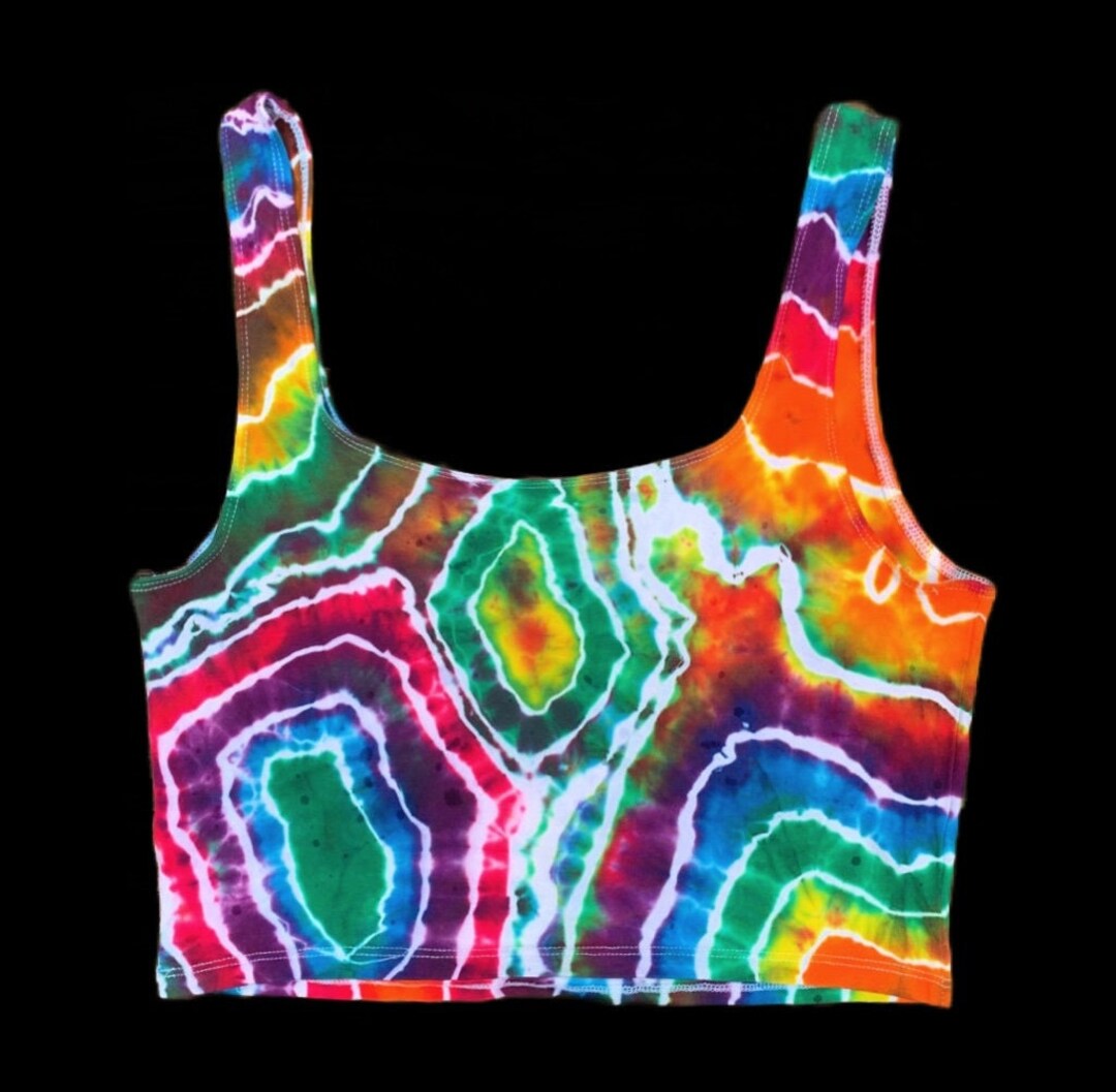 Made to Order Hand Dyed Geode Tie Dye, Rainbow Geode Tie Dye Crop Tank
