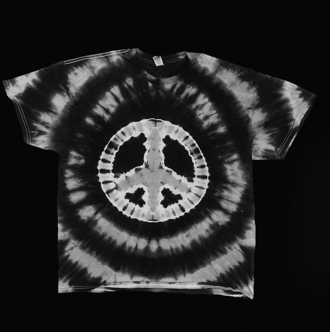 Peace Sign Tie Dye T-shirt Black and Grey Tie Dye Hand Dyed - Etsy