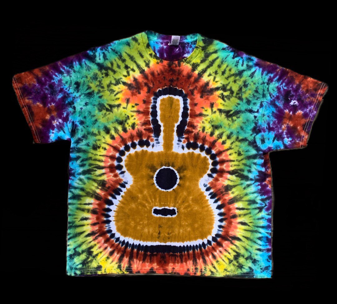 Hand Dyed Tie Dye, Guitar Tie Dye Tshirt, Shirt for Musicians, Gift