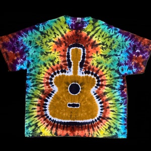 Hand dyed tie dye, guitar tie dye T-shirt, shirt for musicians, gift for guitar player, S-3XL tie dye Tee, earth toned tie dye, hippie