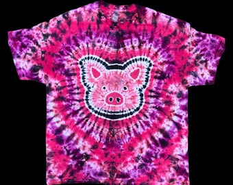 Hand dyed made to order Pig tie dye shirt, pink pig tie dye, T-shirt for animal lovers , farmer shirt, farm animal shirt, pig top, S-3XL