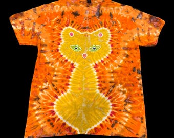 Made to order Tie dye cat shirt, orange tie dye cat, orange tabby cat, shirt for cat lovers, gift for cat people, cat owner gift, hand made