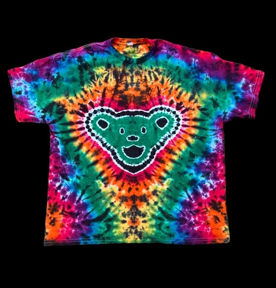 Oso hippie tenido a mano Camiseta tie dye tinte de corbata de oso bailando camisa de oso camisa para hippies fanatico de la fead agradecido top psicodelico Etsy Espana