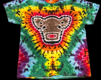 Hand dyed made to order Cow tie dye shirt, rainbow cow  tie dye, T-shirt for animal lovers , farmer shirt, farm animal shirt, cow top, S-3XL