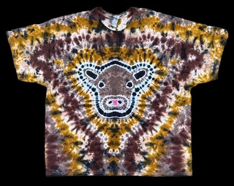 Hand dyed made to order Cow tie dye shirt, brown cow  tie dye, T-shirt for animal lovers , farmer shirt, farm animal shirt, cow top, S-3XL