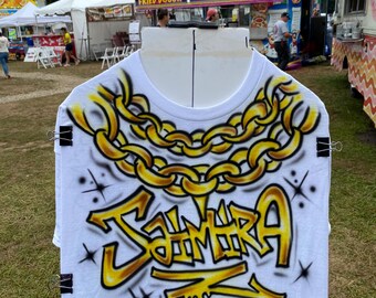 Airbrush Gold Chain Name T-shirt - Etsy