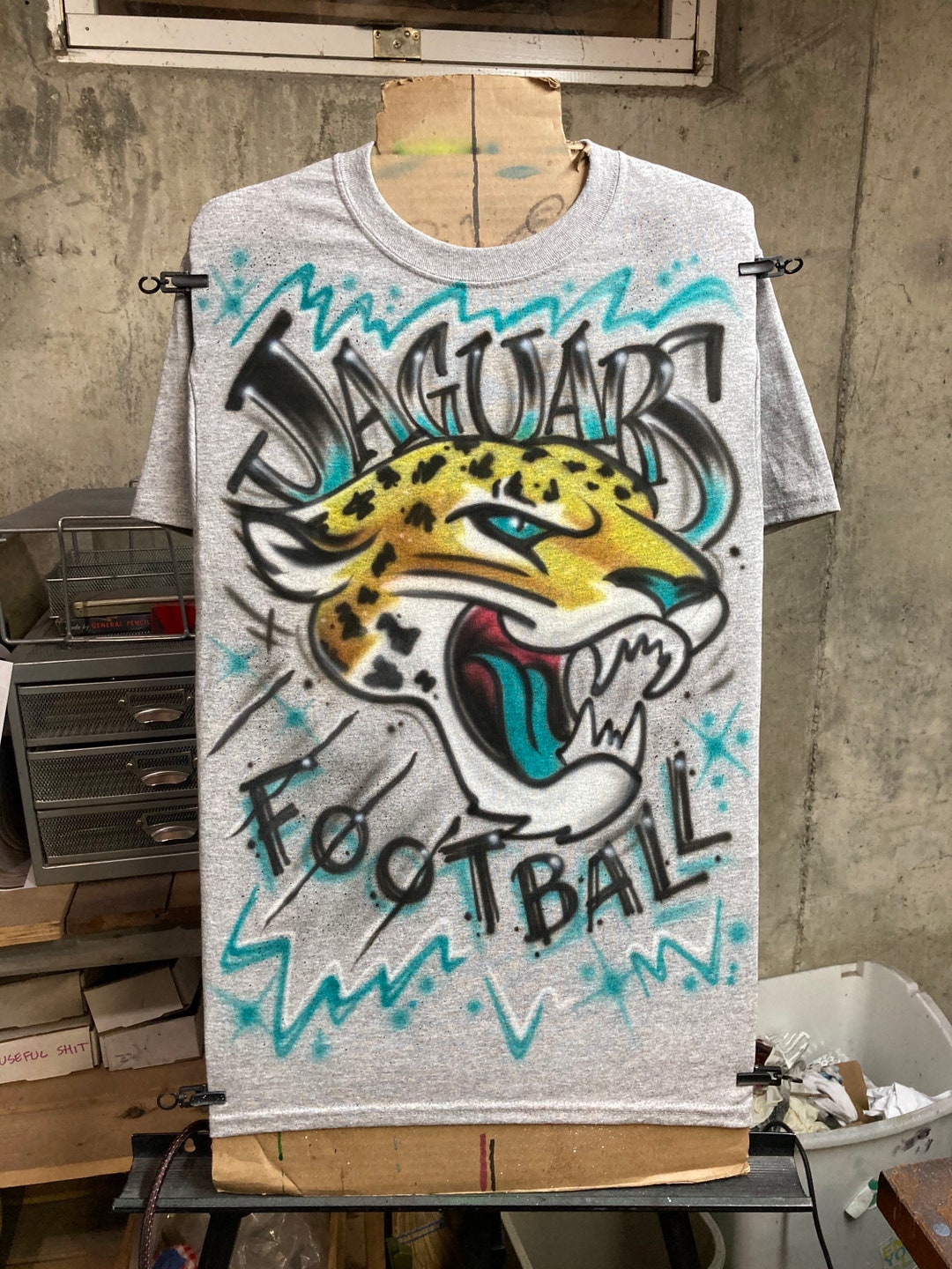 Custom Airbrush Jacksonville Jaguars T Shirt. Any Team Any Sport Nba Nfl Nhl Ncaa Mlb. Customize