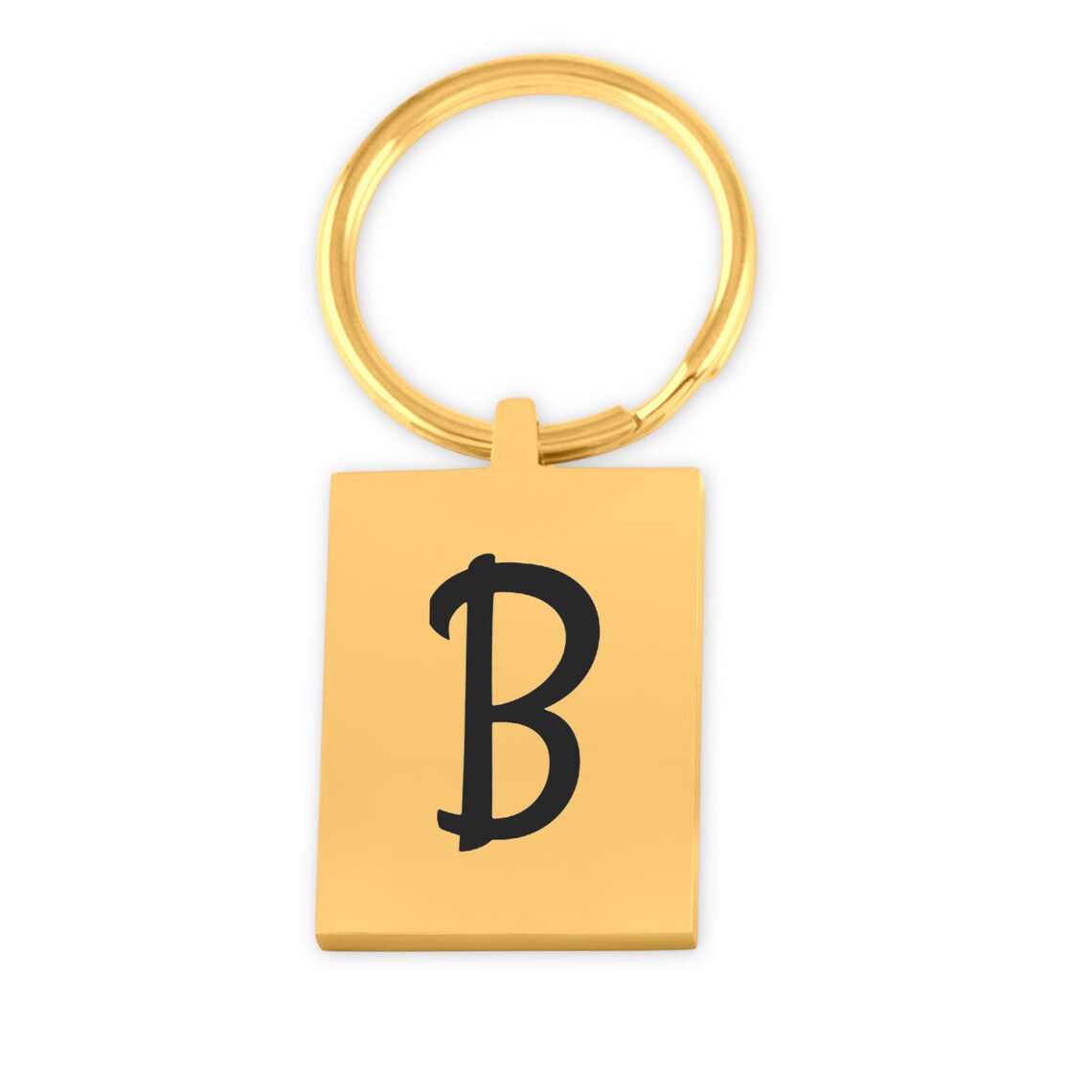 Letter B keychain Stainless steel or gold plated stainless Etsy