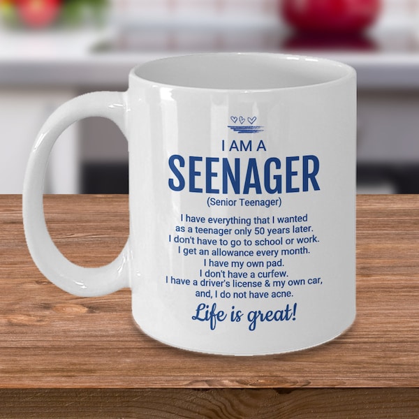 Seenager-Senior Citizen-Senior Teen-Fun cadeau pour grand-père o Grand-mère-A Senior Teen-Birthday ou cadeau de Noël pour grand-mère, grand-père, tante