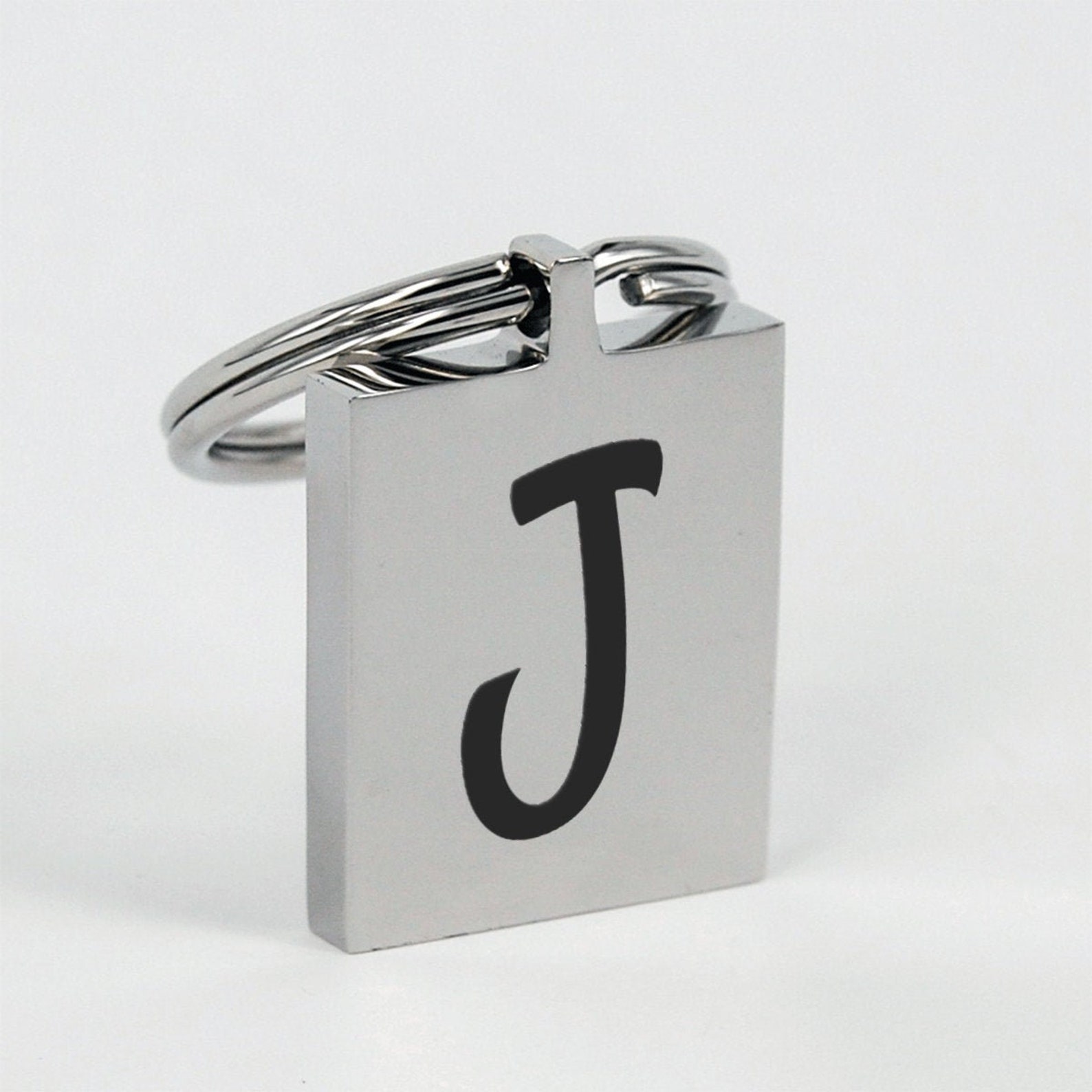 Letter J keychainStainless steel or gold plated personalized Etsy