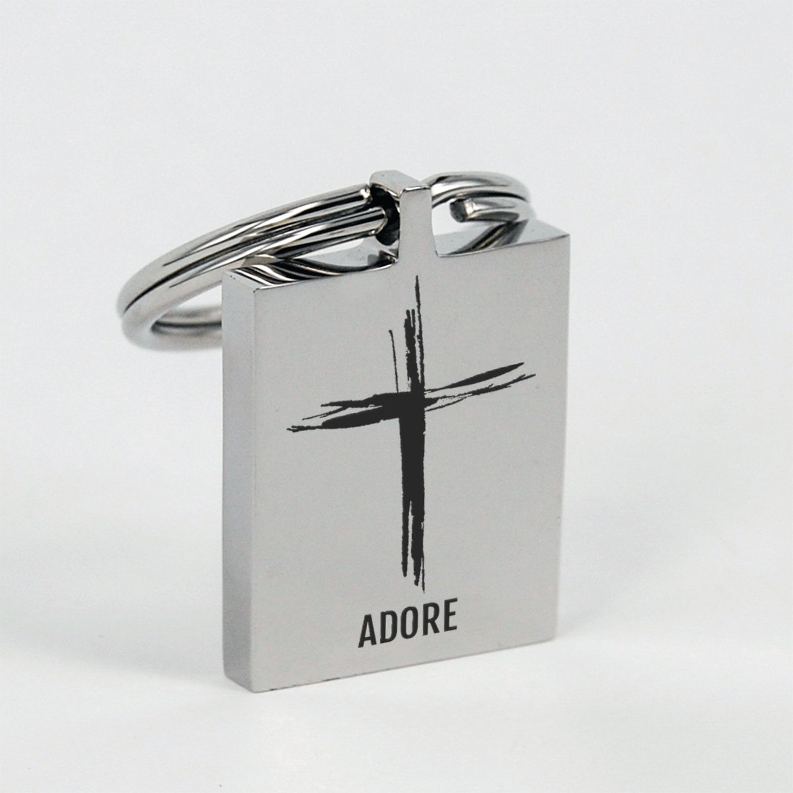 Gift for ChristianBeautifully engraved Cross keychain with Etsy