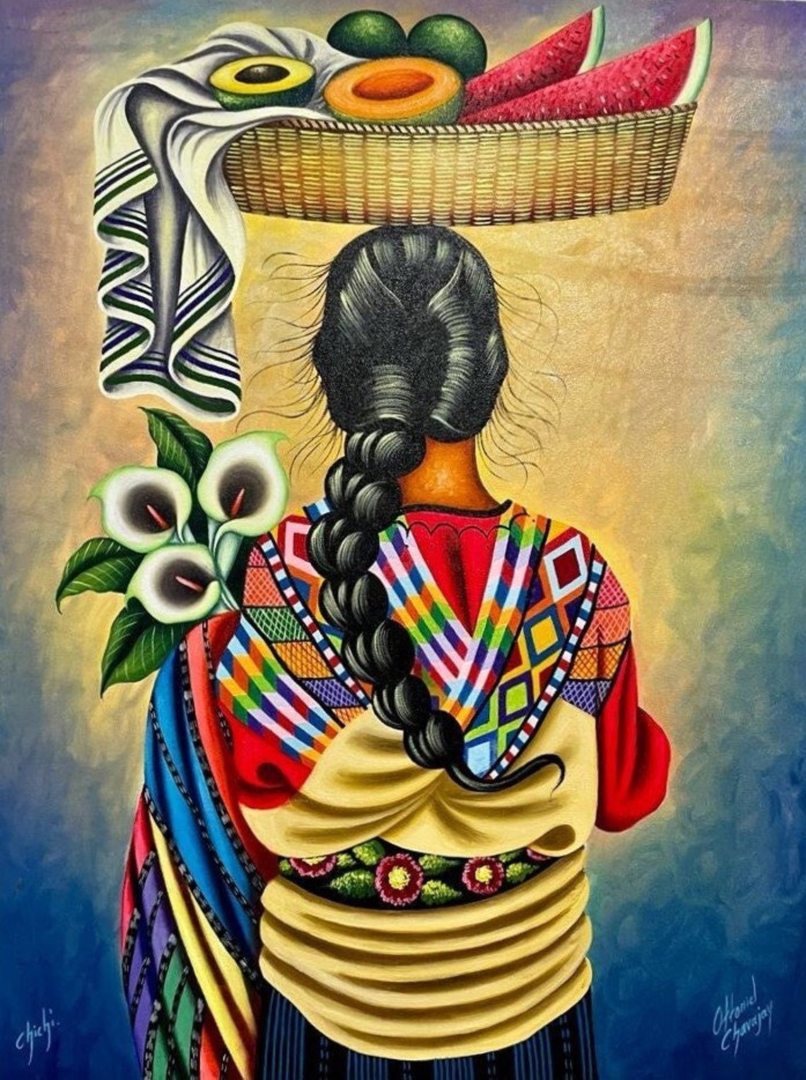 Original Oil Painting of Indigenous Woman/guatemala Art/mayan Painting