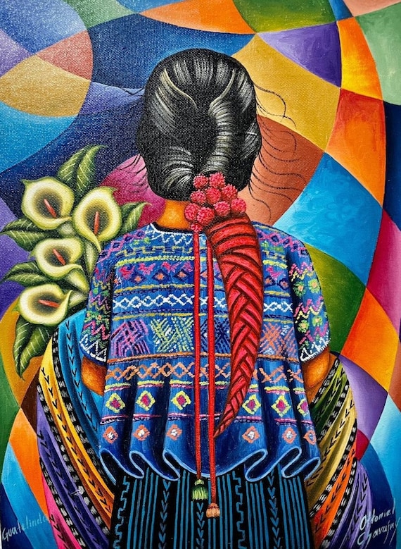 Original Oil Painting of Indigenous Woman/guatemala Art/mayan