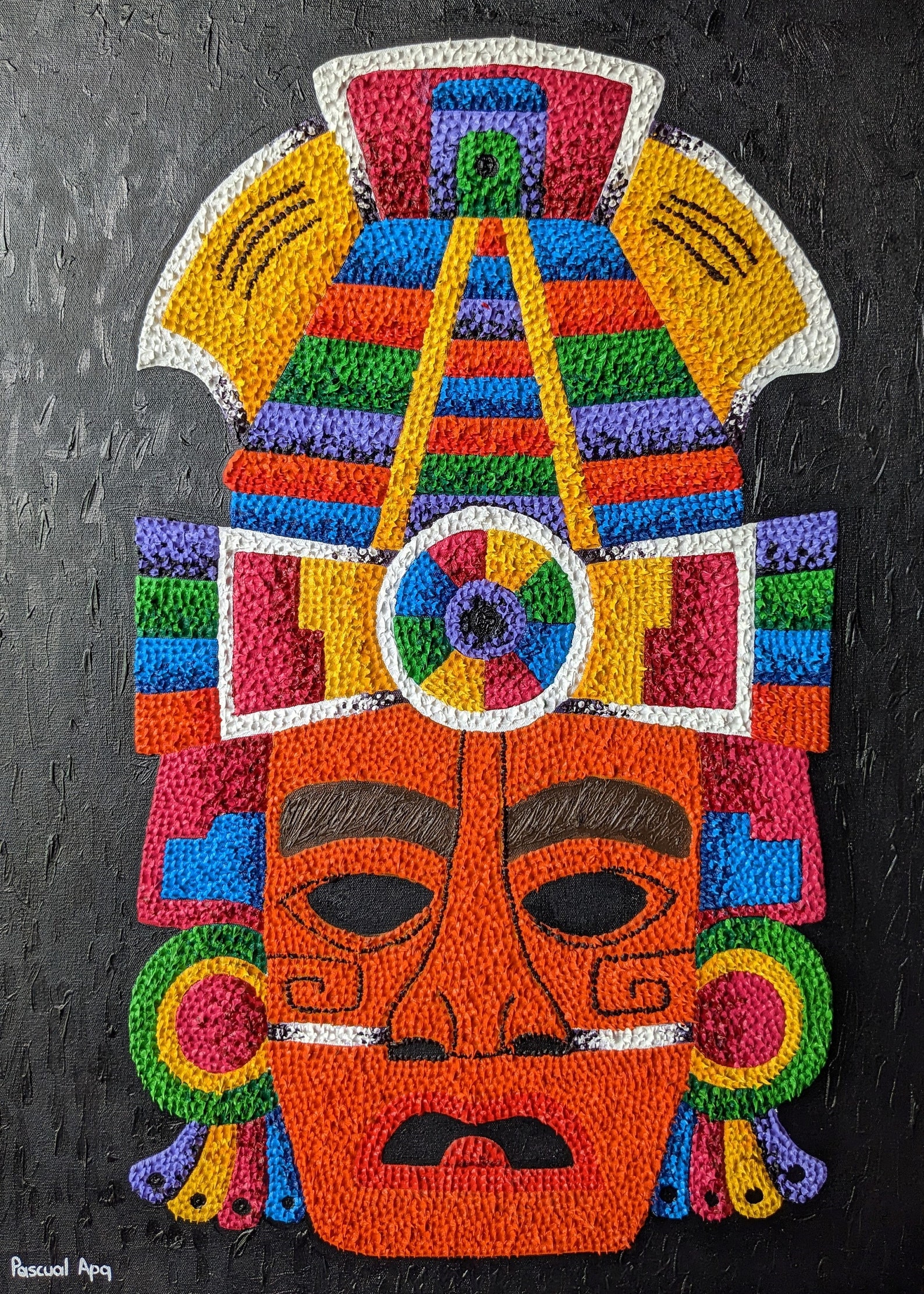 Original Oil Painting of Mayan Masks/abstract/guatemala Etsy