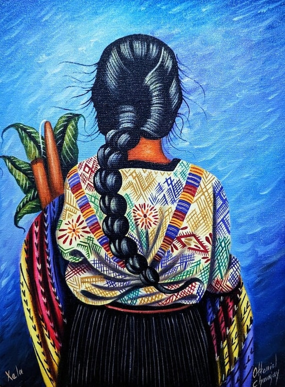 Original Oil Painting of Indigenous Woman/guatemala Art/mayan