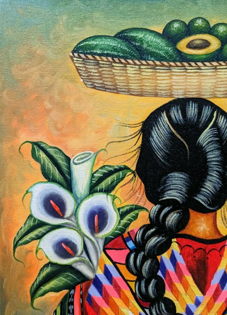 Original Oil Painting of Indigenous Woman/guatemala Art/mayan