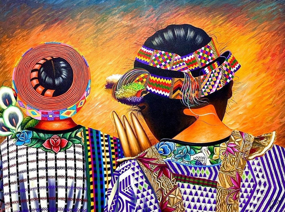 Original Oil Painting of Indigenous Woman/guatemala Art/mayan Painting