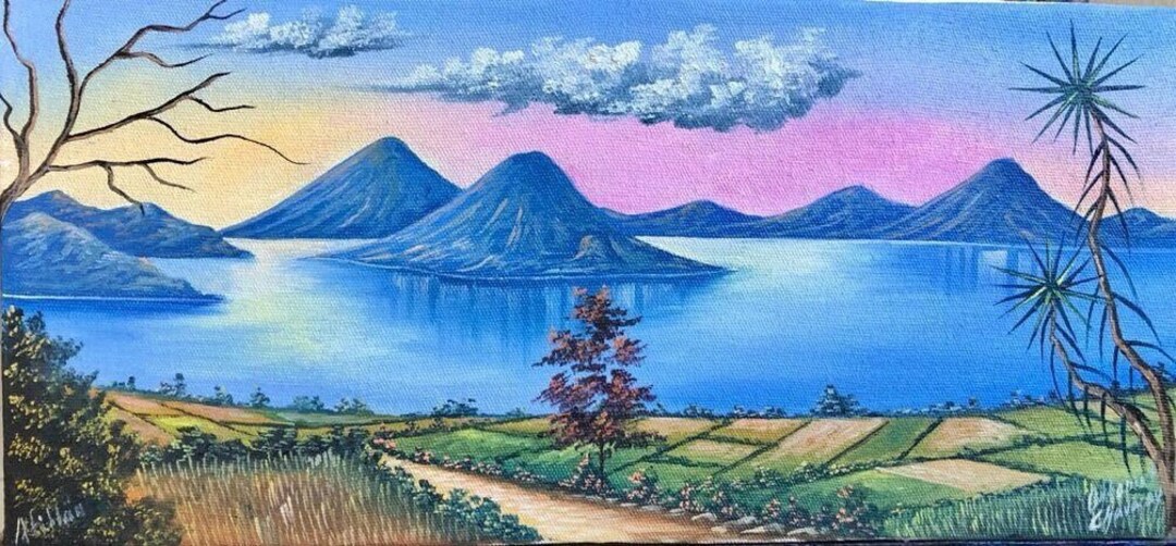 Original Oil Painting of Lake Atitlan/guatemala Art/landscape Etsy