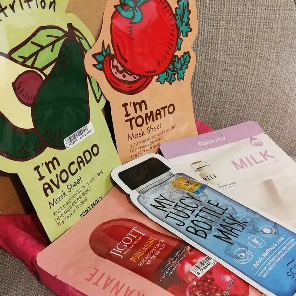 Lucky Dip Five Korean Sheet Masks, Unique Korean Beauty Letterbox Gift, Hug In A Box, Birthday Surprise, Care Package, Pamper, K-Beauty Skin