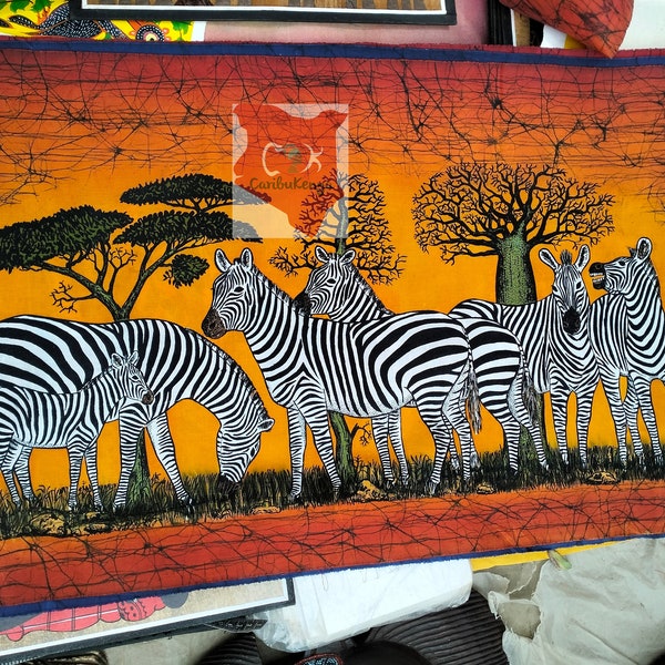 Zebra Batik, Zebra Family Batik, Wild Animals Batik, Wall Hanging Decors, Home Decor, Handmade Decors, Art Work, African Kenyan Batik, Gift