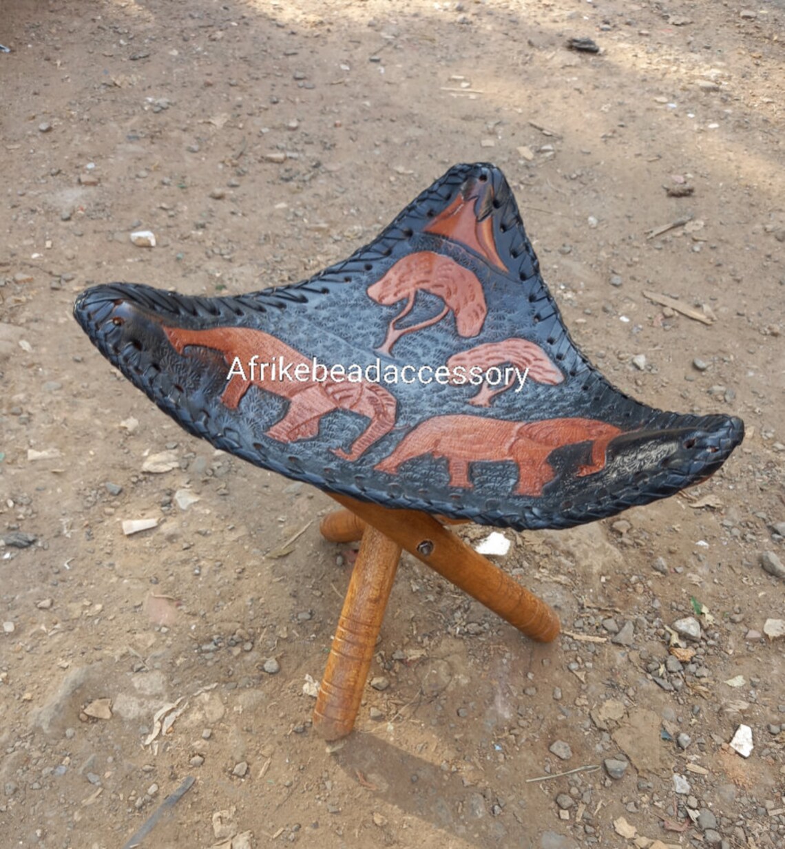 Wooden Stool African Stool Kenyan Stool Leather Stool Etsy
