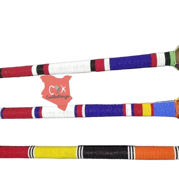 Maasai Rungu Masai Fimbo Masai Rungu Talking Stick Beaded Wooden Stick Maasai Tribe Stick Masai Kenyan Stick Handcrafted Traditional Rungu