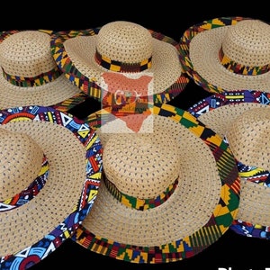 Sombreros de verano para mujer, sombrilla, sombrero de playa portátil plegable, hecho a mano, tela Ankara Kitenge, sisal, sombrero africano para mujer, sombrero para el sol, gorra de cubo de paja, regalo