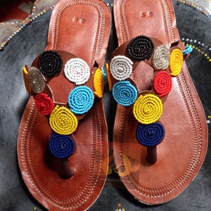 Female Sandals African Sandals Beaded Sandals Leather Sandals Women Shoes Masai Sandal Summer Sandal Beach Sandal Maasai Personalized Sandal