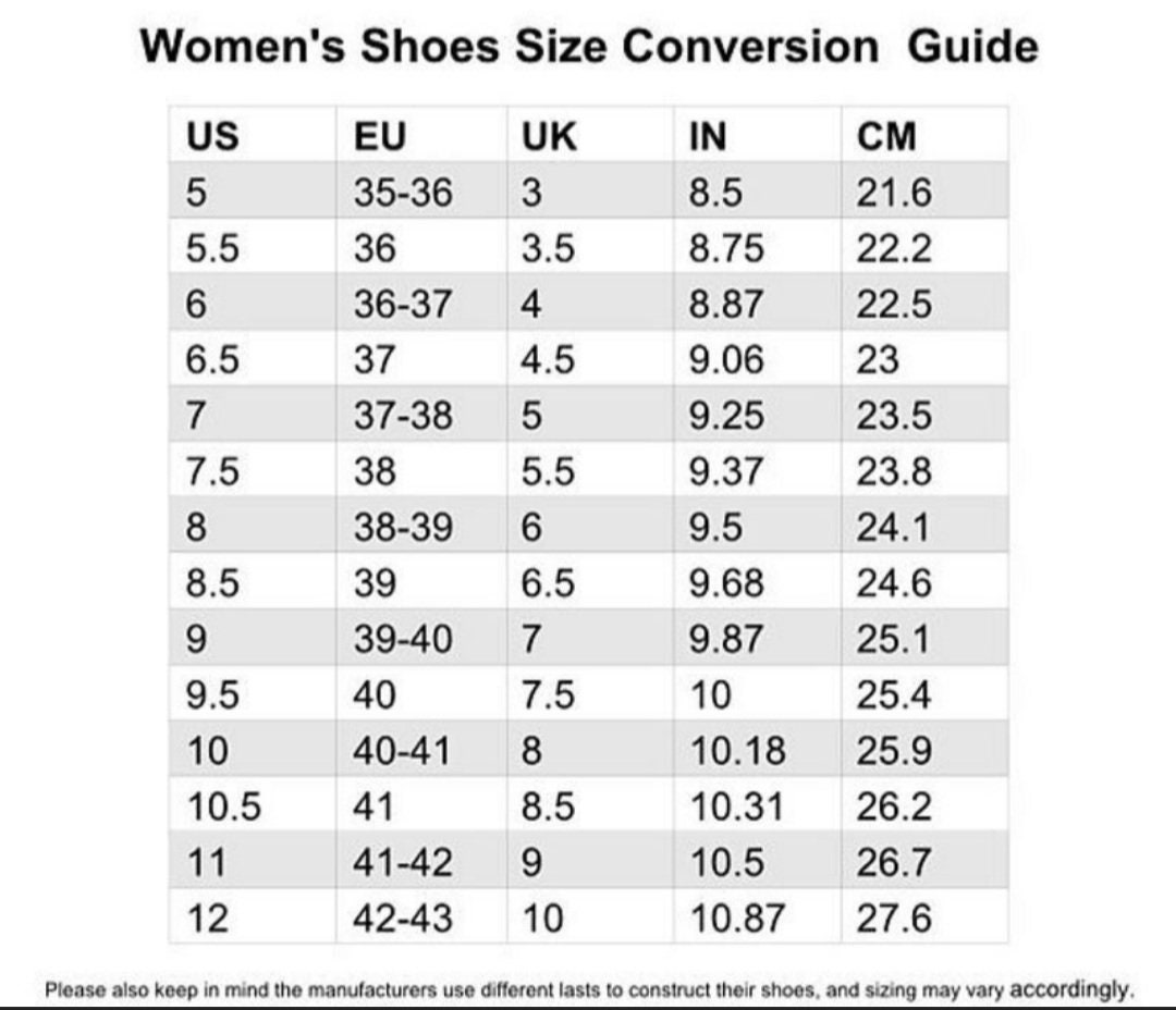 womens rainbow sandals size chart