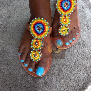 Handmade Sandals, Women Sandals, Maasai Sandals, Masai Sandals, Leather Sandals, Christmas Gift, Gift For Her, Beaded Sandals, Summer Sandal